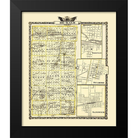DeKalb Illinois - Warner 1876 Black Modern Wood Framed Art Print by Warner
