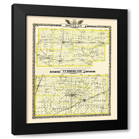 Douglas  Cumberland Illinois - Warner 1870 Black Modern Wood Framed Art Print by Warner