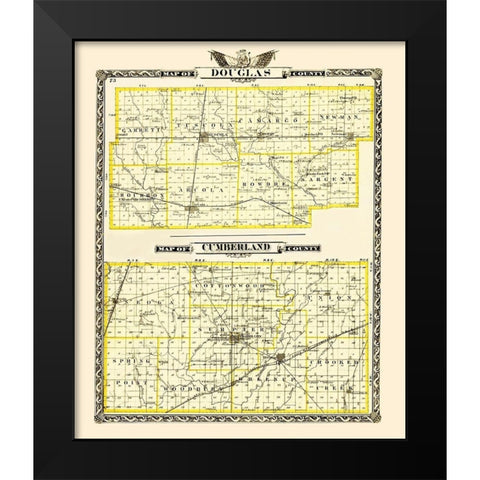 Douglas  Cumberland Illinois - Warner 1870 Black Modern Wood Framed Art Print by Warner
