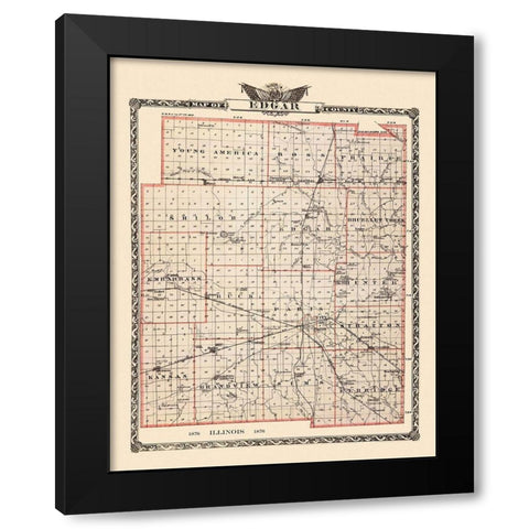 Edgar Illinois Landowner - Warner 1876 Black Modern Wood Framed Art Print with Double Matting by Warner
