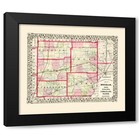 Douglas Edgar Coles Cumberland Clark Illinois Black Modern Wood Framed Art Print by Campbell