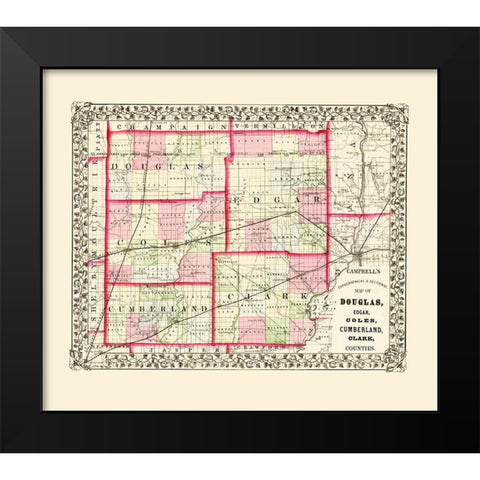 Douglas Edgar Coles Cumberland Clark Illinois Black Modern Wood Framed Art Print by Campbell