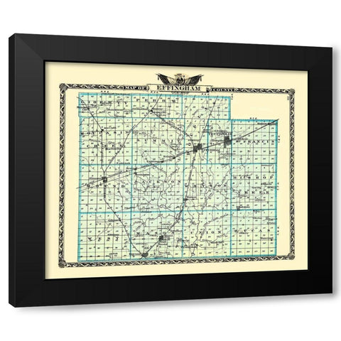 Effingham Illinois - Warner 1870 Black Modern Wood Framed Art Print with Double Matting by Warner