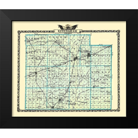 Effingham Illinois - Warner 1870 Black Modern Wood Framed Art Print by Warner