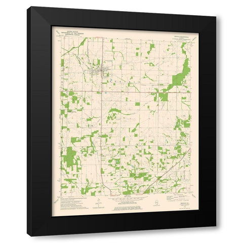 Enfield Illinois Quad - USGS 1974 Black Modern Wood Framed Art Print with Double Matting by USGS
