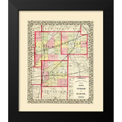Fayette  Effingham  Marion Illinois - Campbell Black Modern Wood Framed Art Print by Campbell