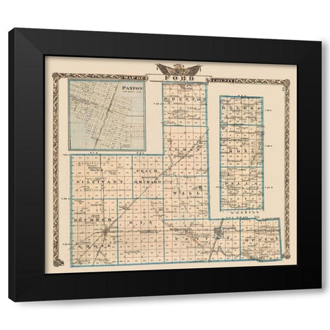 Ford County - Illinois Black Modern Wood Framed Art Print with Double Matting by Unknown