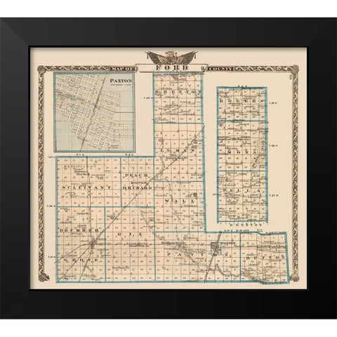 Ford County - Illinois Black Modern Wood Framed Art Print by Unknown