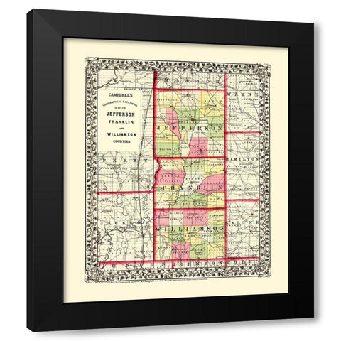 Franklin Jefferson Williamson Illinois Black Modern Wood Framed Art Print with Double Matting by Campbell