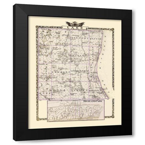 Lake Illinois Landowner - Warner 1870 Black Modern Wood Framed Art Print with Double Matting by Warner
