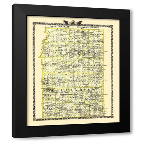 Franklin  Williamson Illinois Landowner Black Modern Wood Framed Art Print by Warner