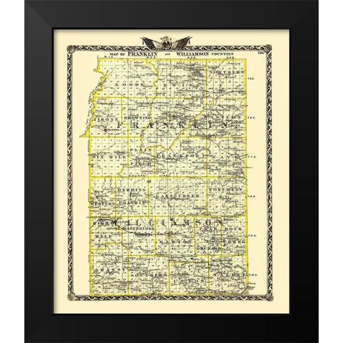 Franklin  Williamson Illinois Landowner Black Modern Wood Framed Art Print by Warner
