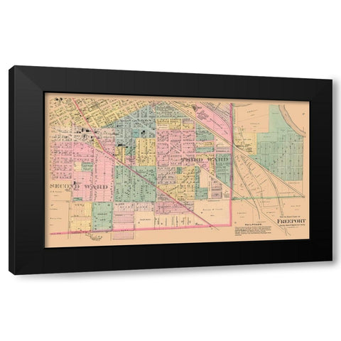 Southern Freeport  Illinois - 1894 Black Modern Wood Framed Art Print with Double Matting by North West Publishing Co.