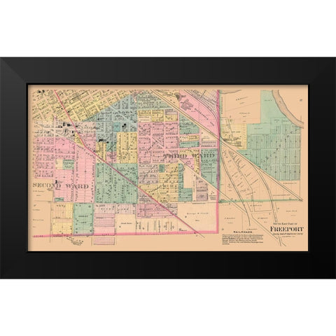 Southern Freeport  Illinois - 1894 Black Modern Wood Framed Art Print by North West Publishing Co.