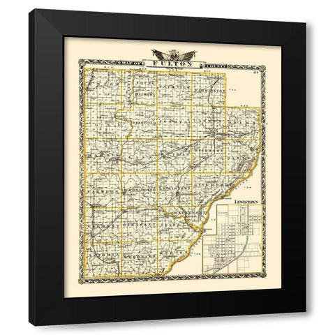 Fulton Illinois Landowner - Warner 1870 Black Modern Wood Framed Art Print with Double Matting by Warner