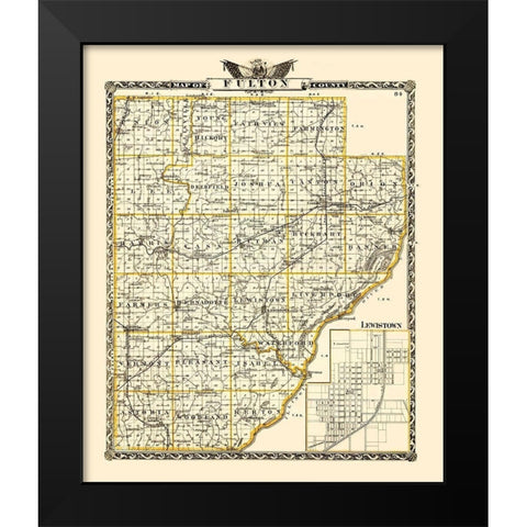 Fulton Illinois Landowner - Warner 1870 Black Modern Wood Framed Art Print by Warner