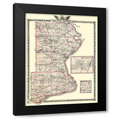 Gallatin  Hardin Illinois Landowner - Warner 1876 Black Modern Wood Framed Art Print by Warner