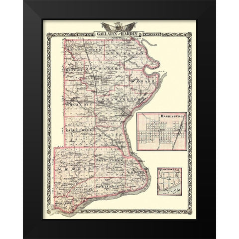 Gallatin  Hardin Illinois Landowner - Warner 1876 Black Modern Wood Framed Art Print by Warner