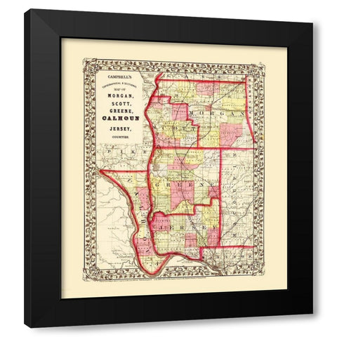 Greene Jersey Scott Morgan Calhoun Illinois Black Modern Wood Framed Art Print by Campbell