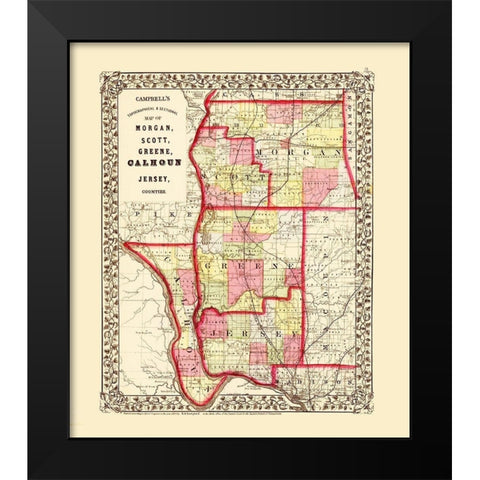 Greene Jersey Scott Morgan Calhoun Illinois Black Modern Wood Framed Art Print by Campbell