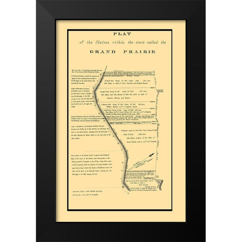 Grand Prairie Tract Illinoi Claimss - USPO 1860 Black Modern Wood Framed Art Print by USPO