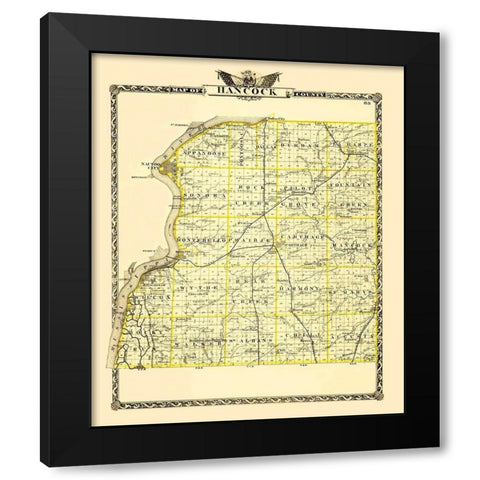 Hancock Illinois Landowner - Warner 1870 Black Modern Wood Framed Art Print by Warner
