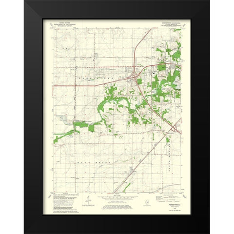 Harristown Illinois Quad - USGS 1982 Black Modern Wood Framed Art Print by USGS