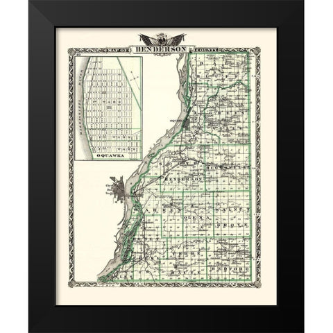 Henderson Illinois Landowner - Warner 1876 Black Modern Wood Framed Art Print by Warner