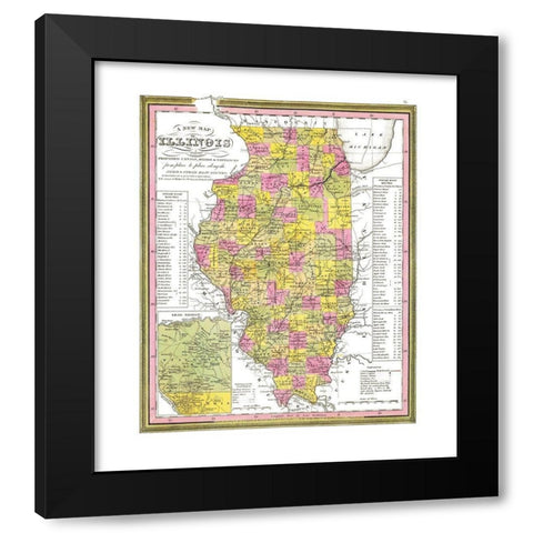 Illinois - Campbell 1850 Black Modern Wood Framed Art Print by Campbell