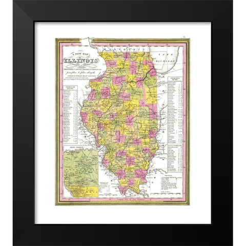 Illinois - Campbell 1850 Black Modern Wood Framed Art Print by Campbell