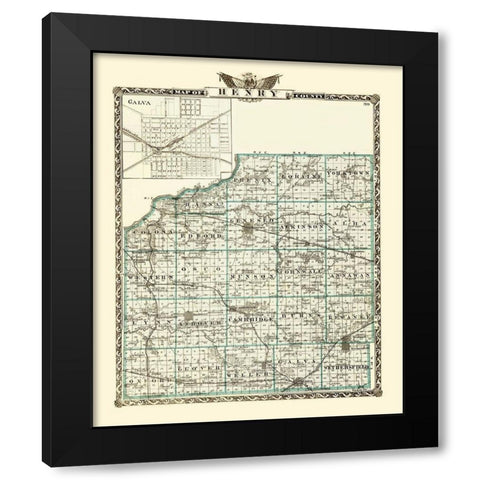 Henry Illinois Landowner - Warner 1870 Black Modern Wood Framed Art Print by Warner