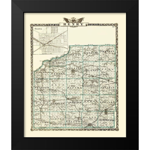 Henry Illinois Landowner - Warner 1870 Black Modern Wood Framed Art Print by Warner