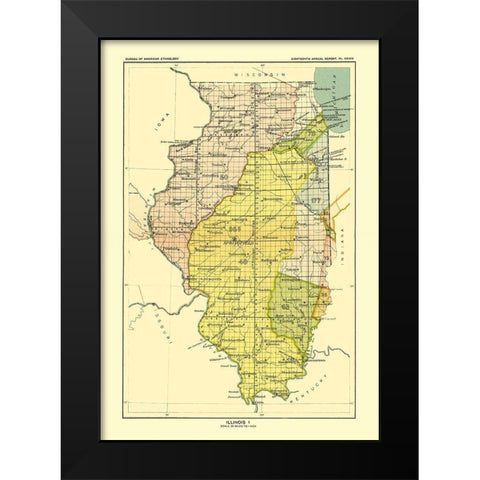 Illinois - Hoen 1896 Black Modern Wood Framed Art Print by Hoen
