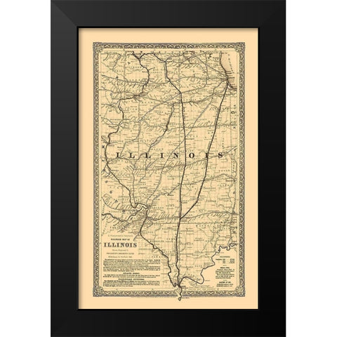 Illinois Railroads - Colton 1861  Black Modern Wood Framed Art Print by Colton