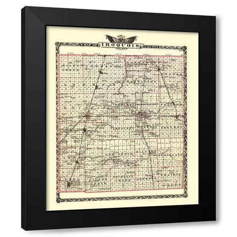 Iroquois Illinois Landowner - Warner 1870 Black Modern Wood Framed Art Print with Double Matting by Warner