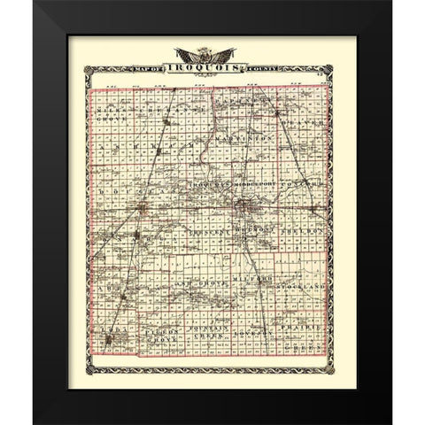 Iroquois Illinois Landowner - Warner 1870 Black Modern Wood Framed Art Print by Warner
