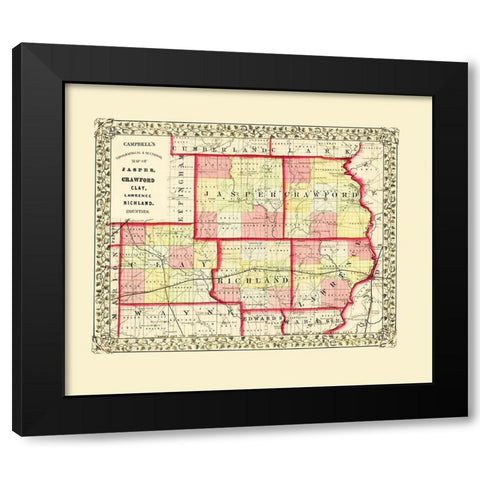 Jasper Crawford Clay Lawrence Richland Illinois Black Modern Wood Framed Art Print with Double Matting by Campbell