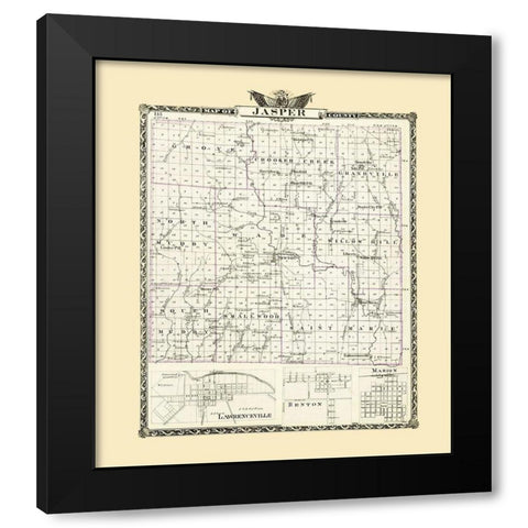 Jasper Illinois Landowner - Warner 1876 Black Modern Wood Framed Art Print by Warner