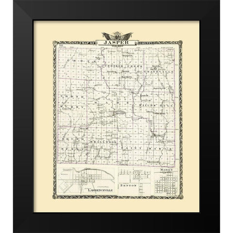 Jasper Illinois Landowner - Warner 1876 Black Modern Wood Framed Art Print by Warner