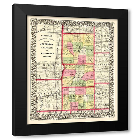 Jefferson Franklin Williamson Illinois Black Modern Wood Framed Art Print with Double Matting by Campbell