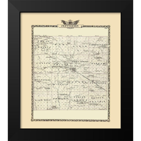 Jefferson Illinois Landowner - Warner 1876 Black Modern Wood Framed Art Print by Warner