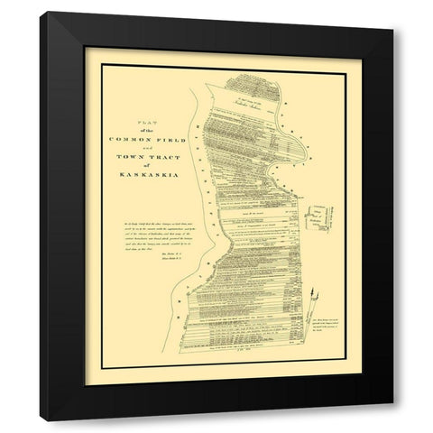 Kaskaskia Illinois Town and Field Plat Black Modern Wood Framed Art Print by Rector
