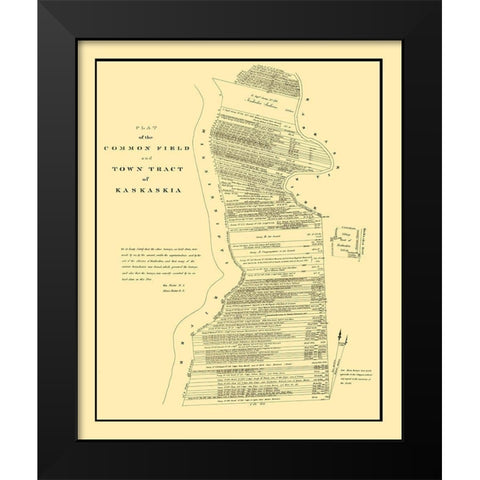 Kaskaskia Illinois Town and Field Plat Black Modern Wood Framed Art Print by Rector