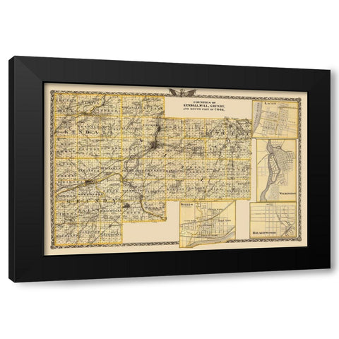 Kendall Will Grundy Cook Illinois Landowner Black Modern Wood Framed Art Print with Double Matting by Warner