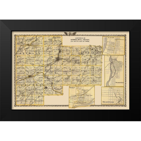 Kendall Will Grundy Cook Illinois Landowner Black Modern Wood Framed Art Print by Warner