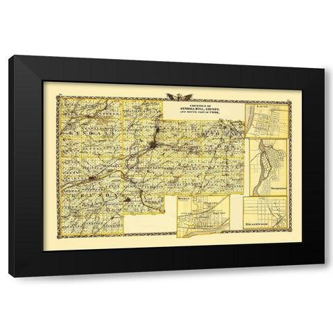 Kendall Will Grundy Cook Illinois Landowner Black Modern Wood Framed Art Print by Warner
