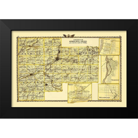 Kendall Will Grundy Cook Illinois Landowner Black Modern Wood Framed Art Print by Warner