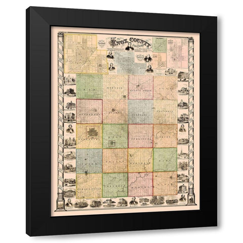 Knox Illinois Landowner - Thompson 1861 Black Modern Wood Framed Art Print by Thompson