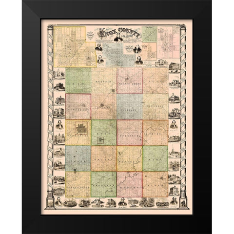 Knox Illinois Landowner - Thompson 1861 Black Modern Wood Framed Art Print by Thompson