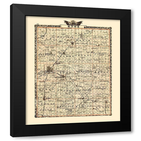 Knox Illinois Landowner - Warner 1870 Black Modern Wood Framed Art Print with Double Matting by Warner